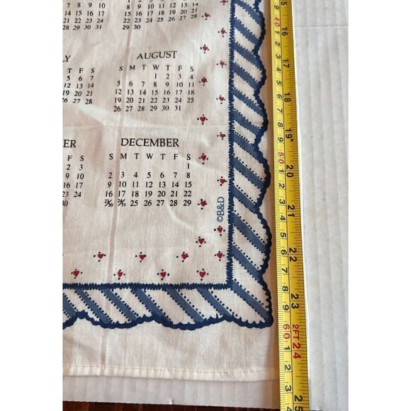 Teddy Bear 2001 Calendar Tea Towel Vintage Blue White - Picture 3 of 5